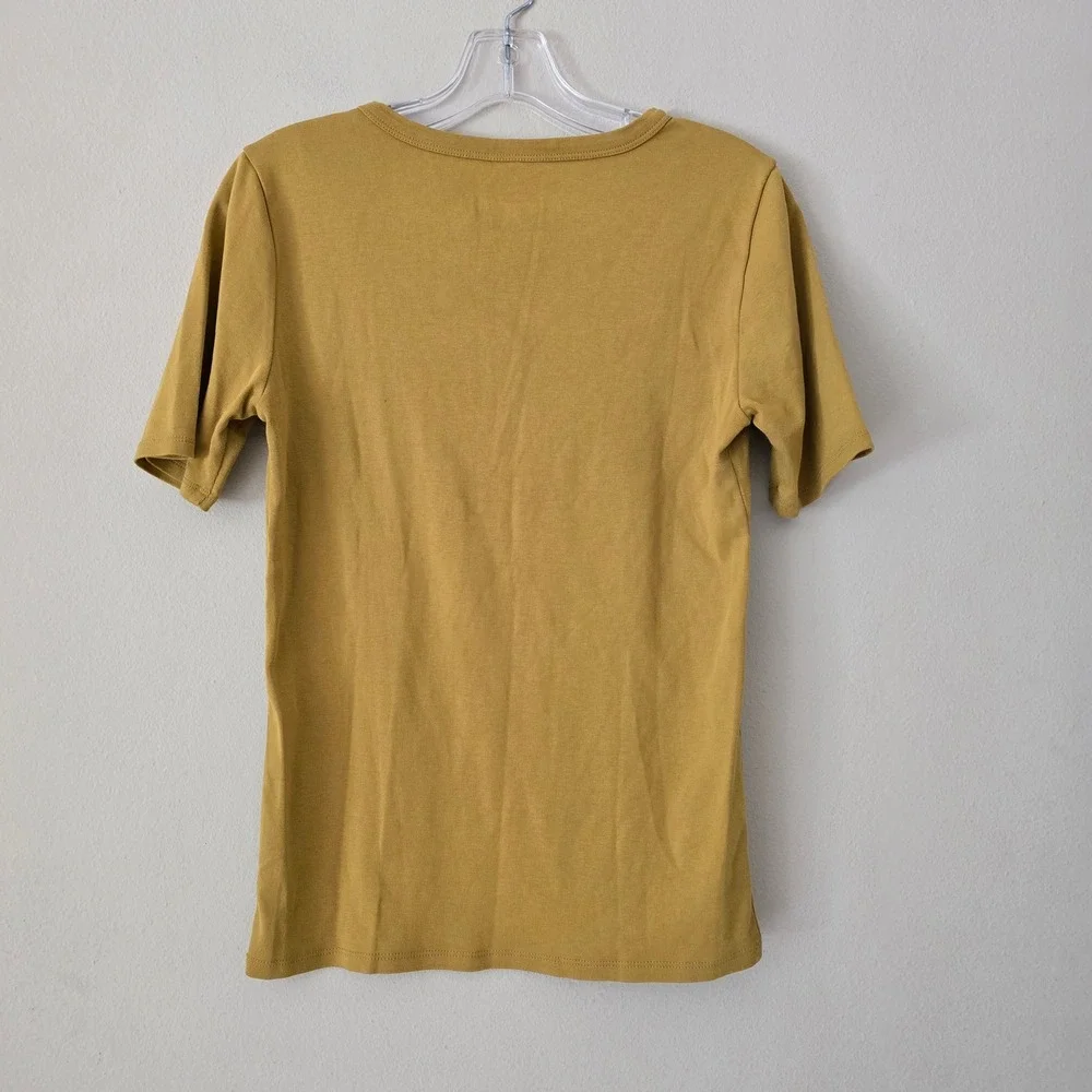 J.Crew Perfect Fit Short Sleeve T-Shirt Mustard‎ Yellow Cotton Knit Size Medium